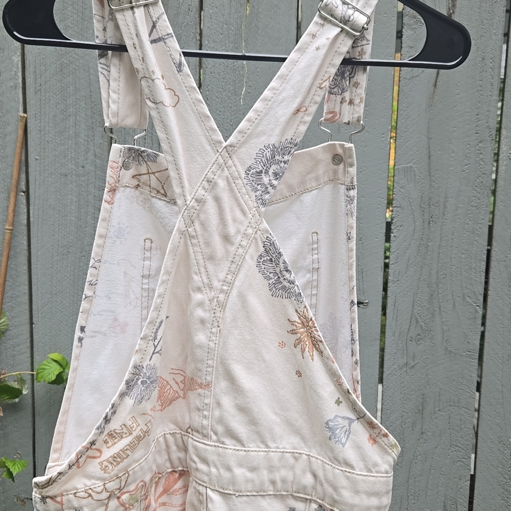 We The Free People Ziggy Pastel Floral Denim Overall Oversized Boho Hippie Y2K - Picture 6 of 11